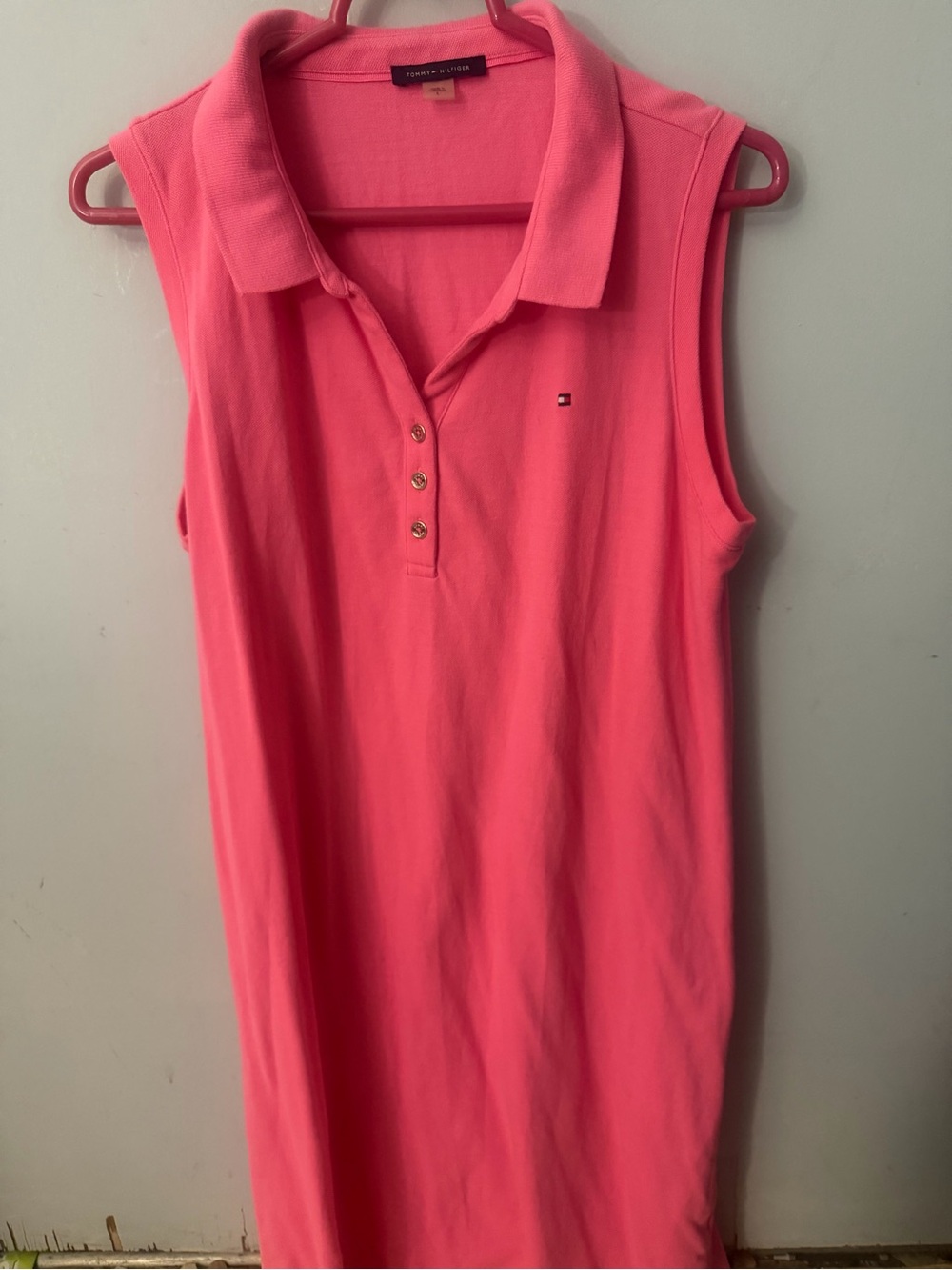 Tommy Hilfiger Sleeveless Polo Tank Top Dress in Bright Pink